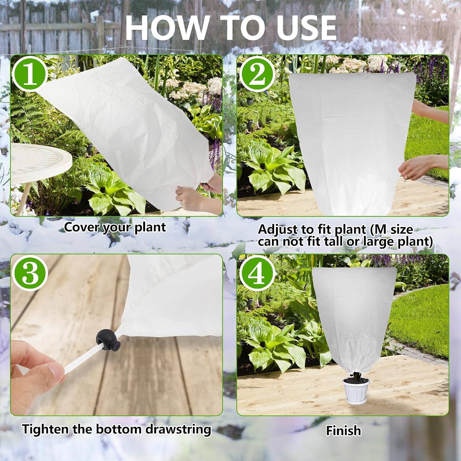 8 Pack Plant Covers Freeze Protection for Winter, 47.2"×31.5" Frost Cloths for Outdoor Plants Cold Weather Blankets