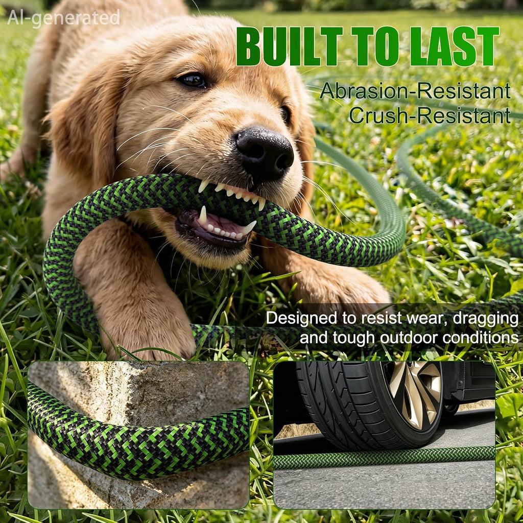 NON-EXPANDABLE Garden Hose 25ft x5/8'', Heavy Duty Flexible Water Hose with 10-Function Sprayer, Lightweight, Leak