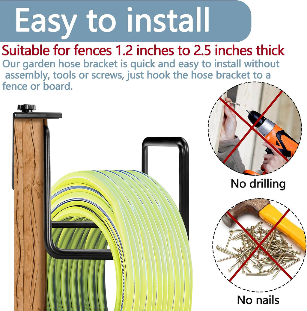Adnee 2 Pack Garden Hose Holder, Heavy Duty Wall Mount Hose Hanger | Adjustable Hose Reel Hose Hooks for Water Hose