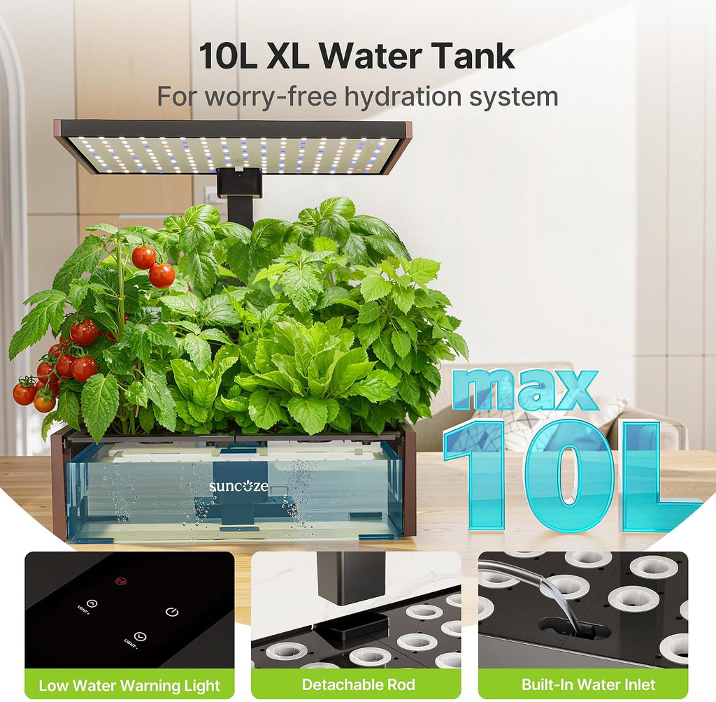 Hydroponics Growing System 20 Pods, 25" Adjustable Height, 10L Tank | Indoor Garden with 30W Dimmable LED Grow Light