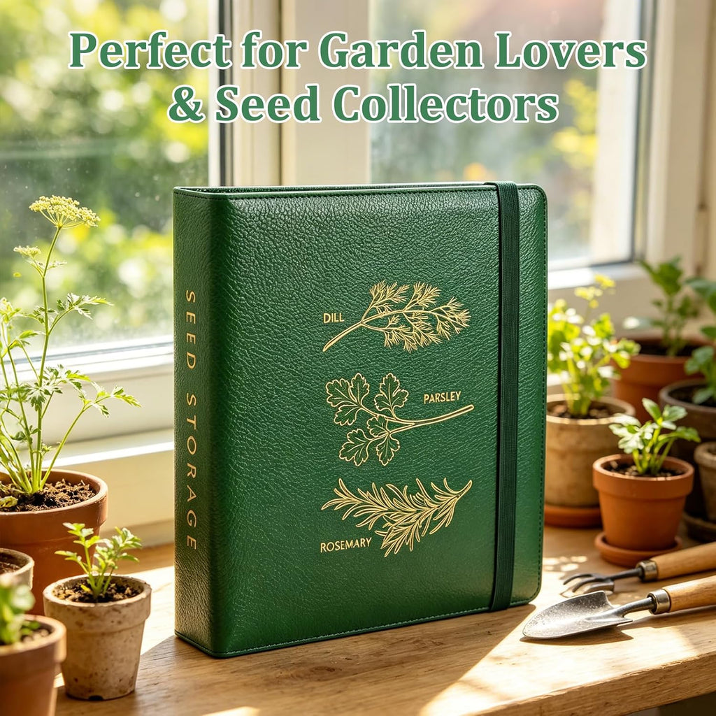 Seed Storage Binder Organizer for 200 Seed Packets 50 Sheets | Includes 50 Reusable Seed Envelopes and 50 Sheet