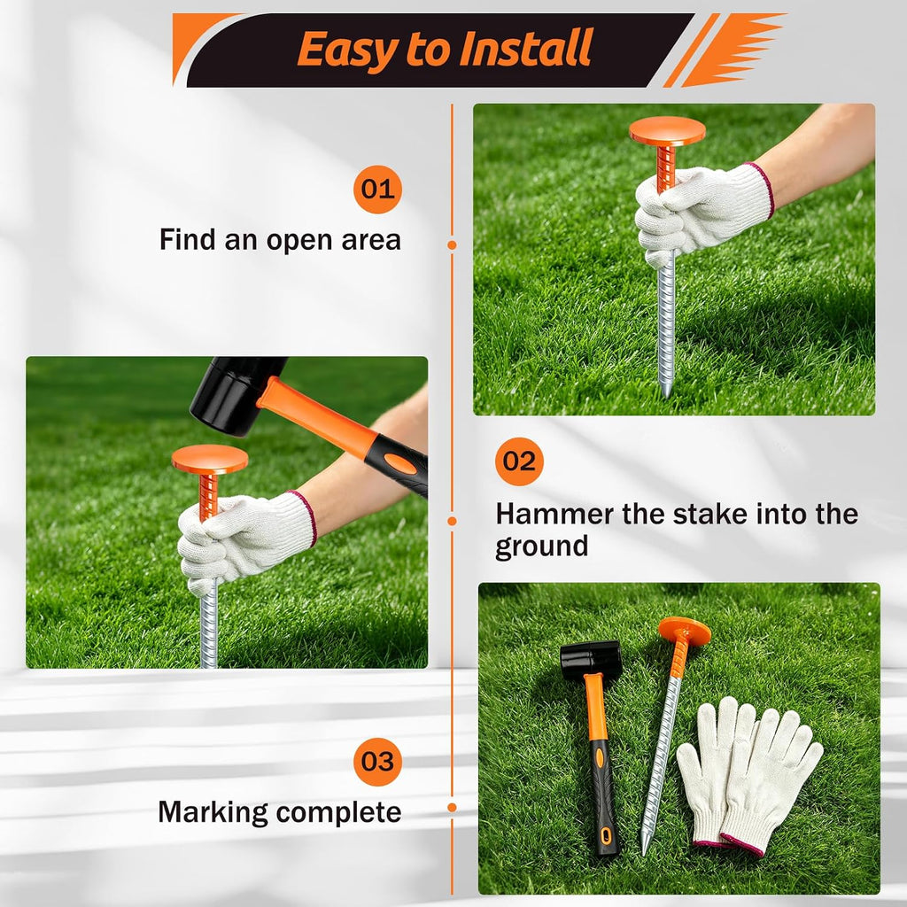 4 Pcs Rebar Survey Marker Stakes, 12 Inch Long Heavy Duty Hi Vis Property Line Marker Post, 1.35 lb Rebar Property Line