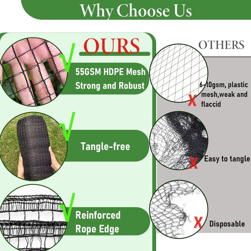 4 x 75ft Deer Fence Netting, Heavy Duty Plastic Mesh Fence Deer Netting, 55GSM Deer Fence for Garden, Reinforced Edges