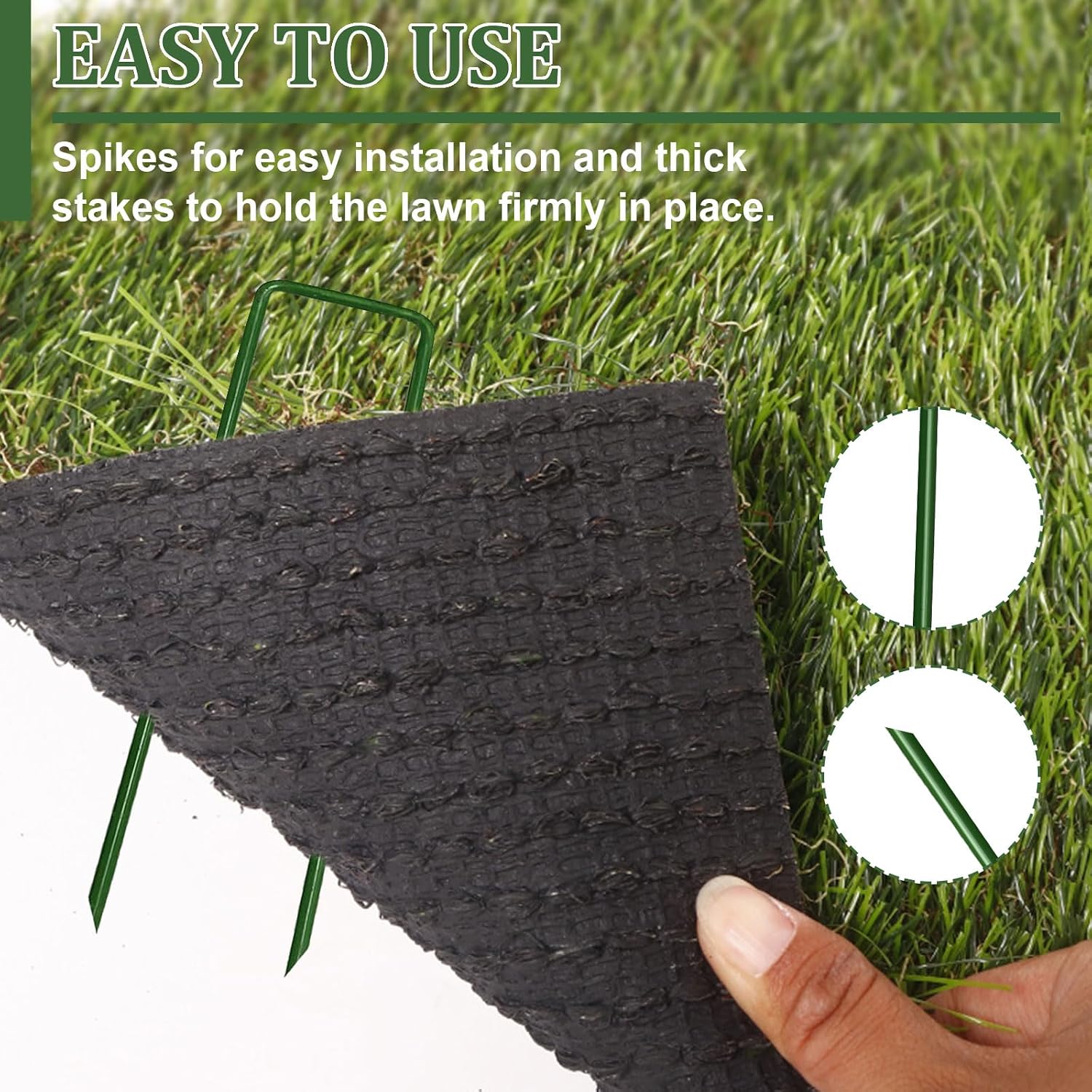 6 Inch Garden Stakes Galvanized Landscape Staples Green U-Type Turf Staples for Artificial Grass Rust Proof Sod Pins