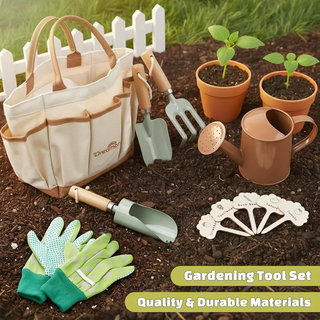 Kids Gardening Set, Quality Gardening Tool Kit Outdoor Toys for Toddlers | Gardening Set with Tote Bag, Gloves
