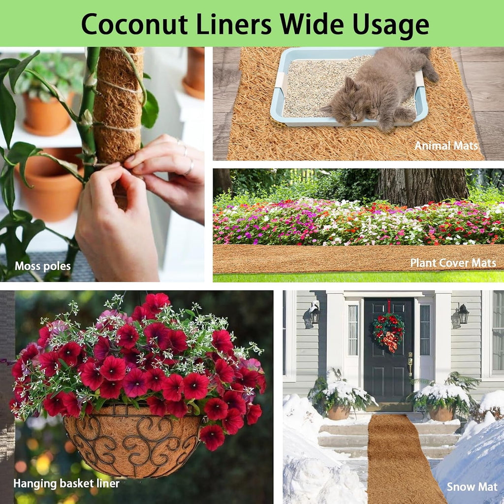 Thick Coco Fiber Liner Roll,120x16inch Natural Coconut Liners for Planter Box Flower Basket, Coco Coir Sheets Coconut