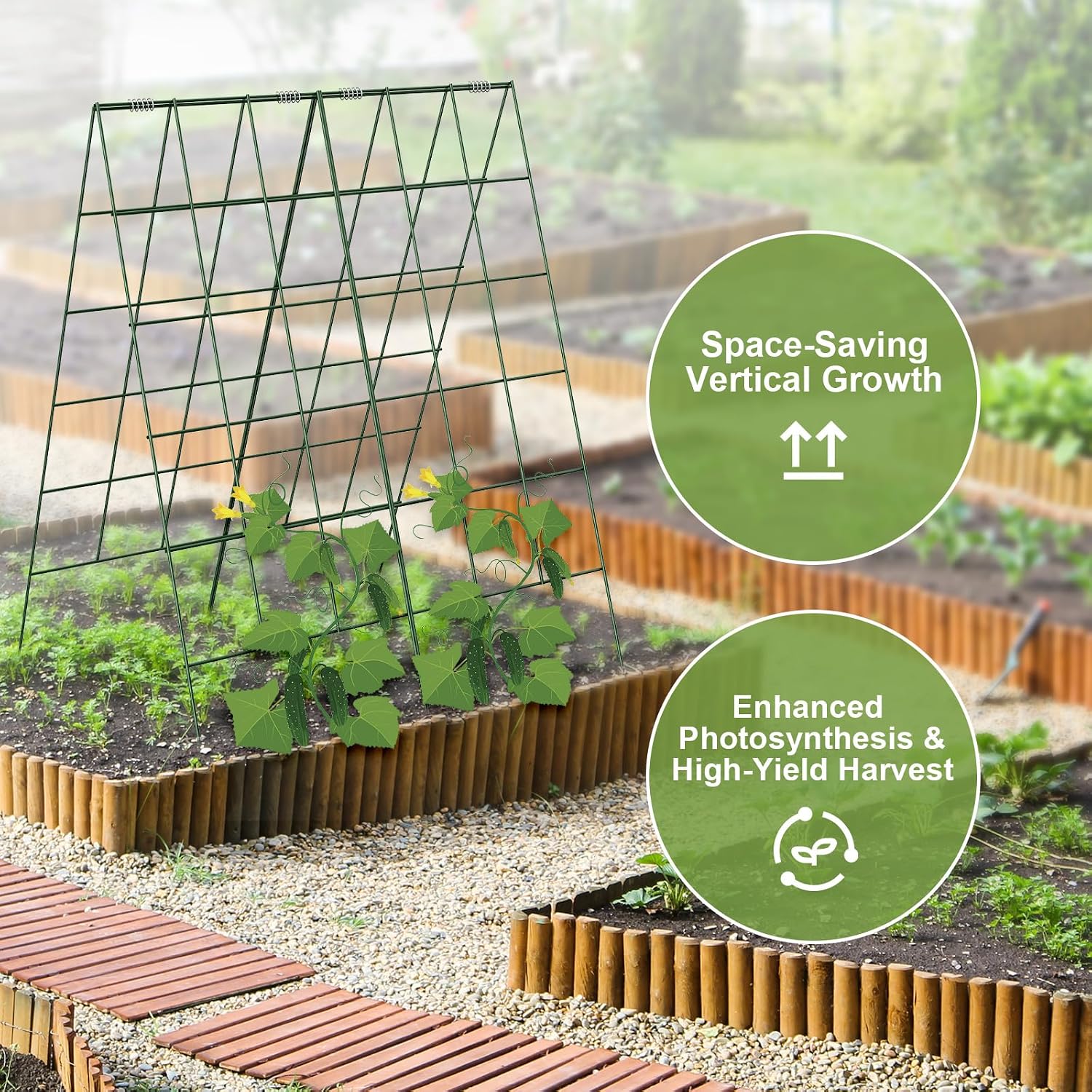 Amoskey Cucumber Trellis, Garden Trellis for Climbing Plants Outdoor, Foldable A-Frame Trellis, Cucumber Trellis for