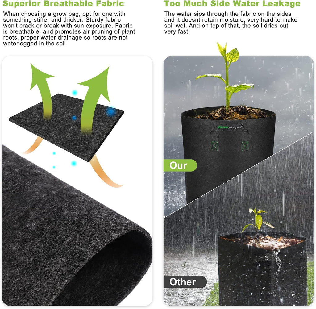 Taller Grow Bags, 30 Gallon 2 Pack | Heavy Duty Nonwoven, Aeration Fabric, Deep Grow Pots, With Handles, For Vegetables