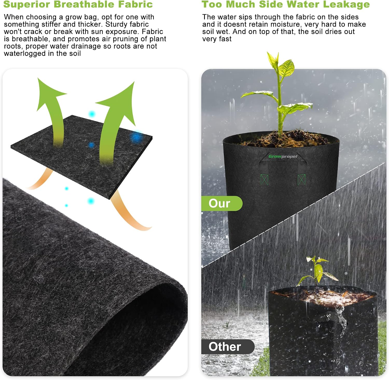 Taller Grow Bags, 30 Gallon 2 Pack | Heavy Duty Nonwoven, Aeration Fabric, Deep Grow Pots, With Handles, For Vegetables