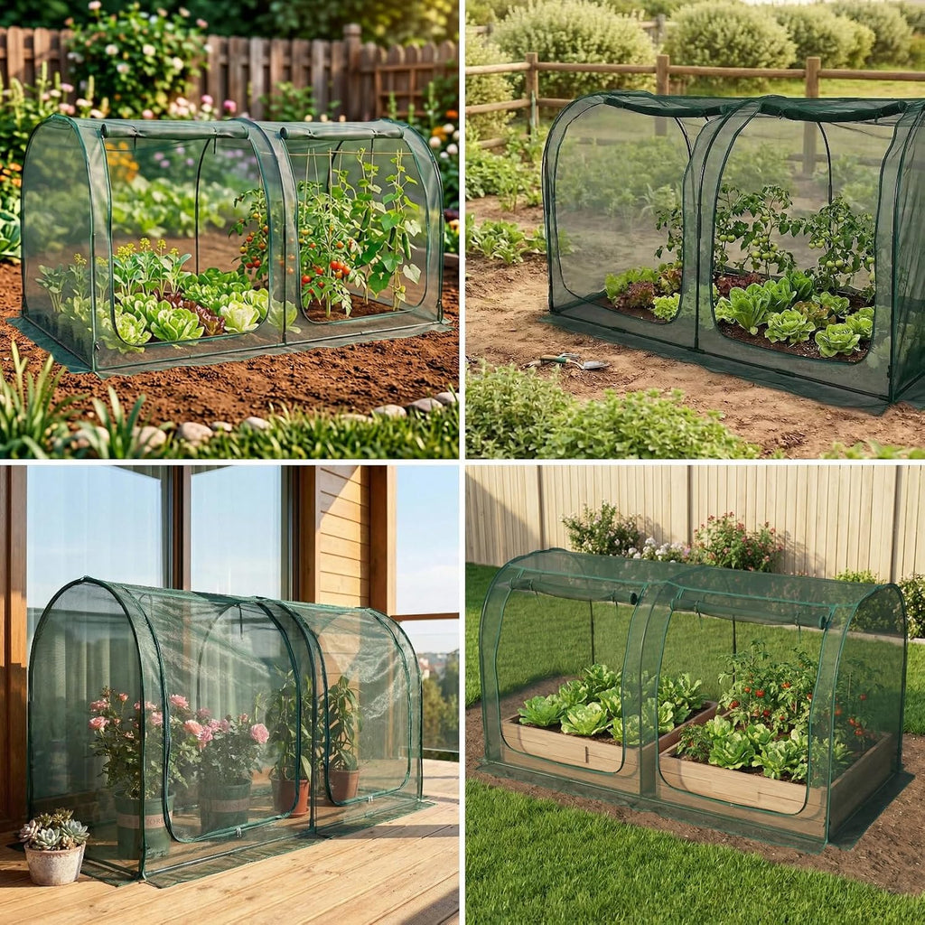 Crop Cage for Garden,98"x49"x49" Tunnel Plant Netting Cover with Zipper,Garden Bed Cover for Protection for Vegetables