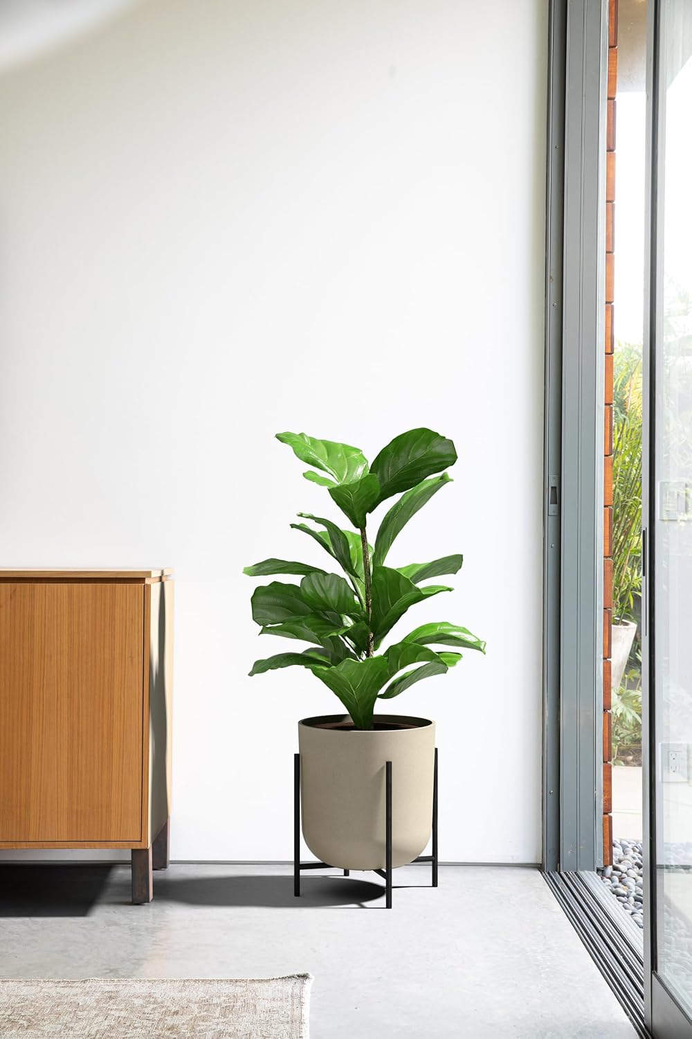Veradek Mason Series Raised Lima Planter - Round Planter with Stand | Made From a Durable Plastic-Stone Composite &