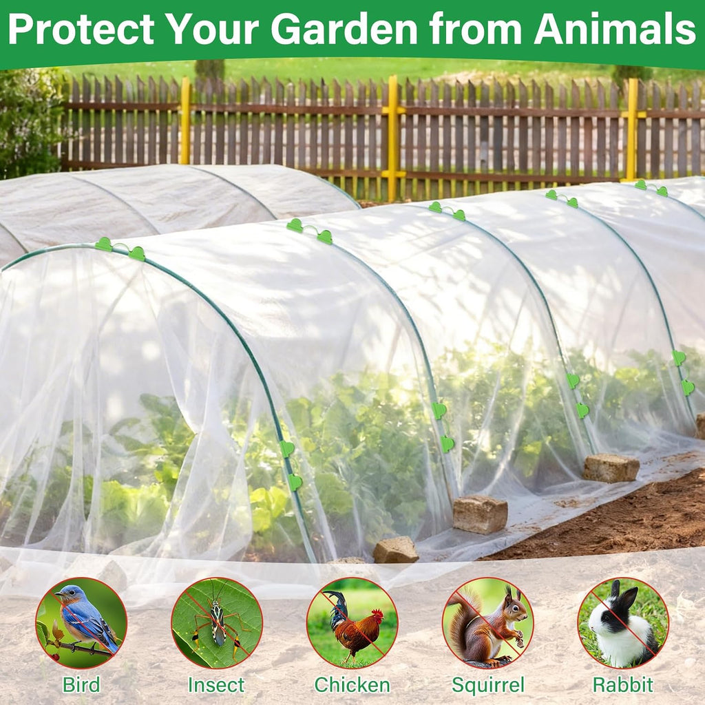Garden Mesh Netting Kit for Raised Beds, 10x33FT Ultra Fine Mesh Netting&6 Sets 8FT Fiberglass Garden Hoops, Insect