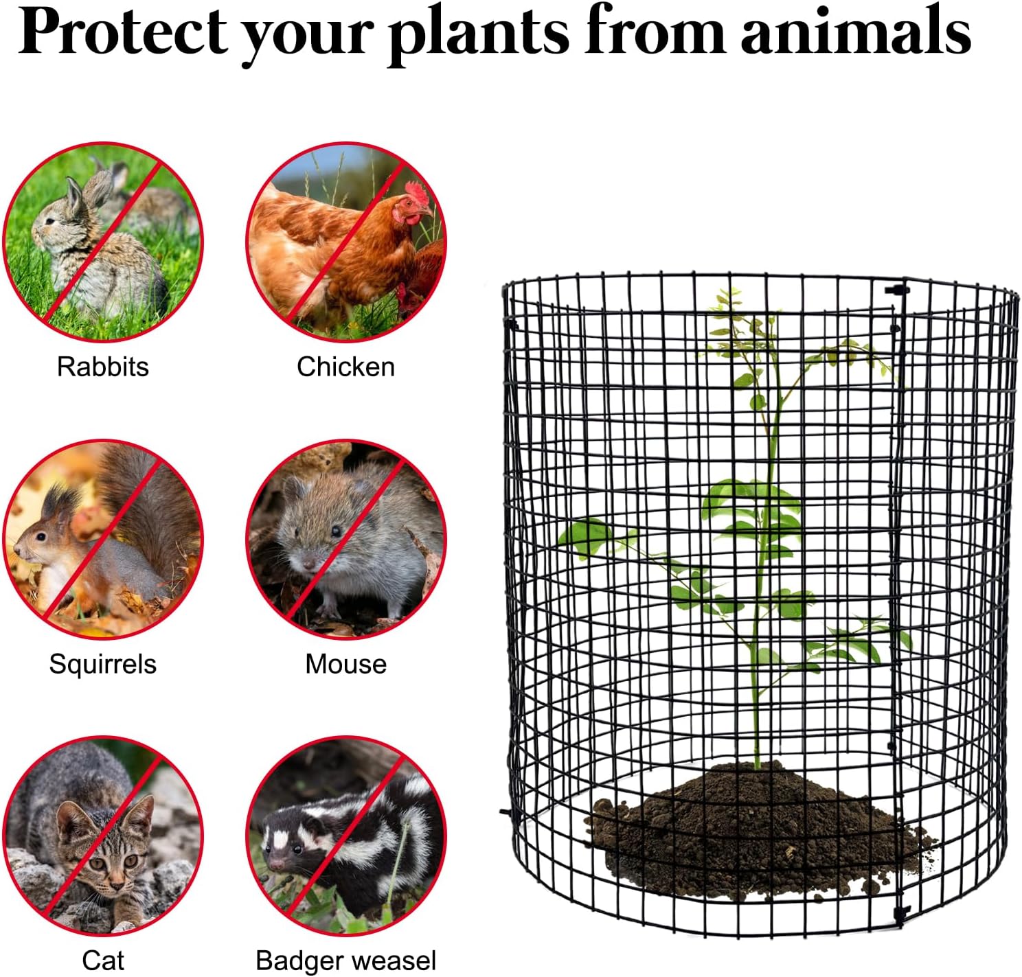 30 PCS Round Plant Protector from Animals, 12 Pack 12'' x 12'' Metal Plant Cages，30Pcs Metal Mesh to Keep Animals Out