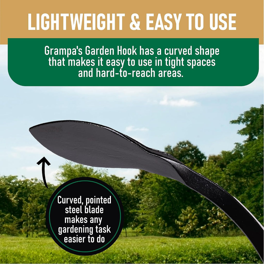 Grampa's Weeder + Grampa's Hand Hook - Original Weeder + Hand Cultivator | Heavy-Duty Steel • Breaks Up Hard Soil •