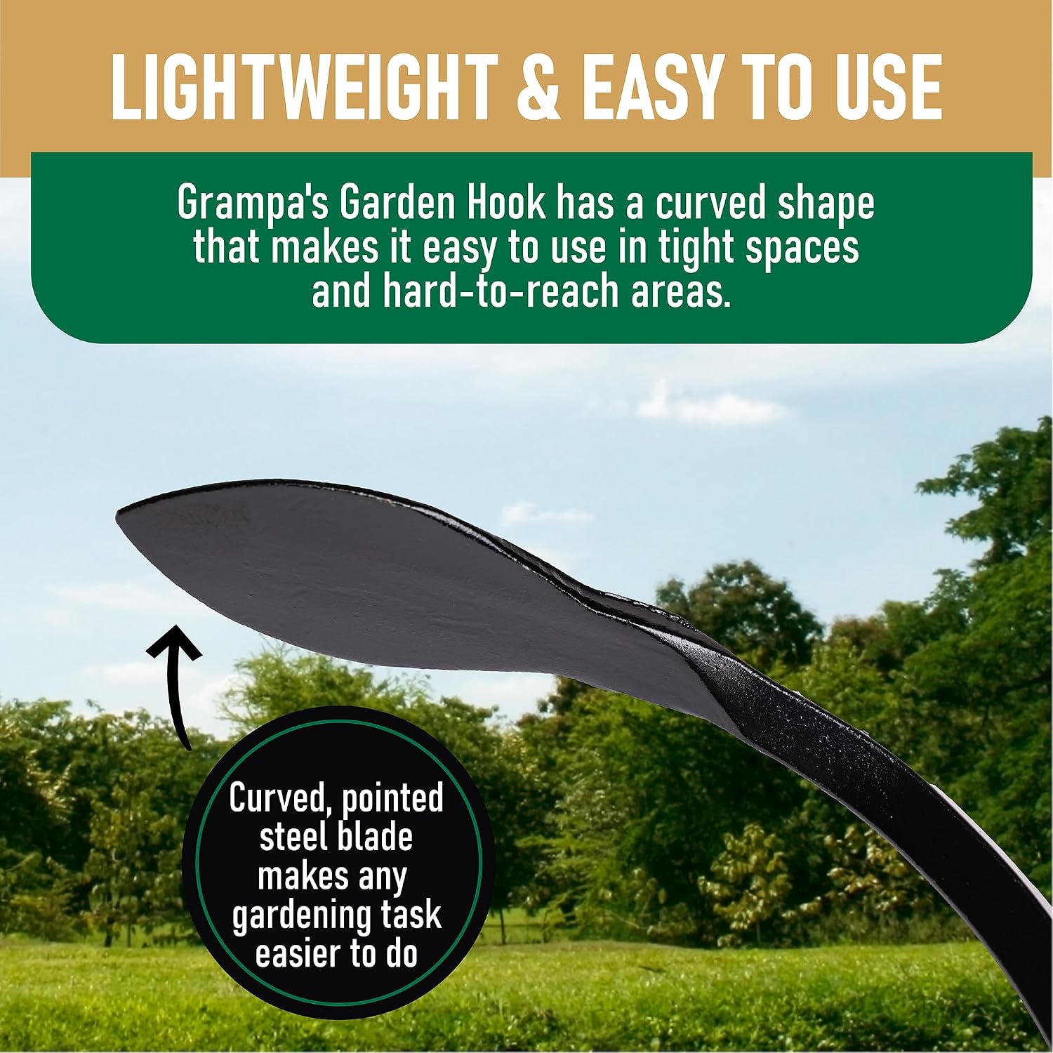 Grampa's Weeder + Grampa's Hand Hook - Original Weeder + Hand Cultivator | Heavy-Duty Steel • Breaks Up Hard Soil •