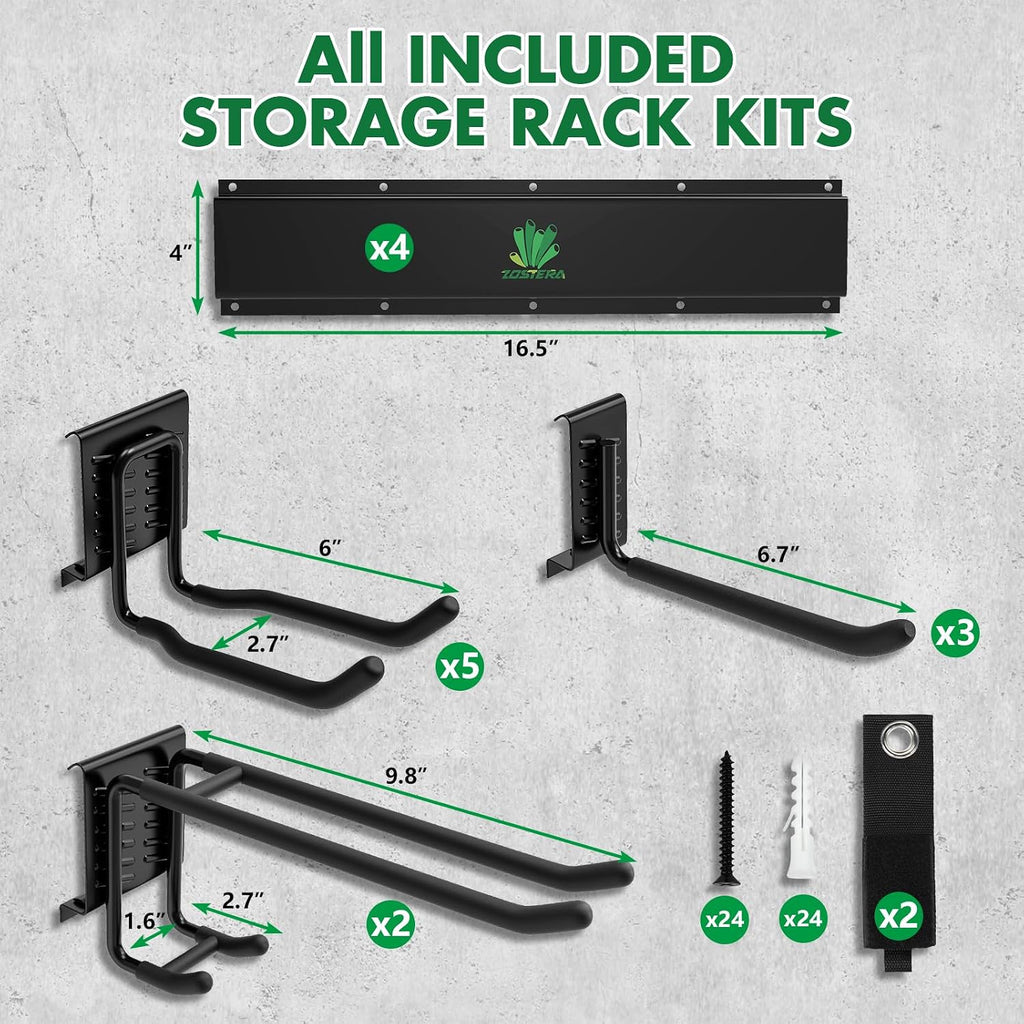 64" Garage Tool Organizer Wall Mount - 720lbs Garden Tool Organizer with Adjustable Hooks, Heavy Duty Metal Garage