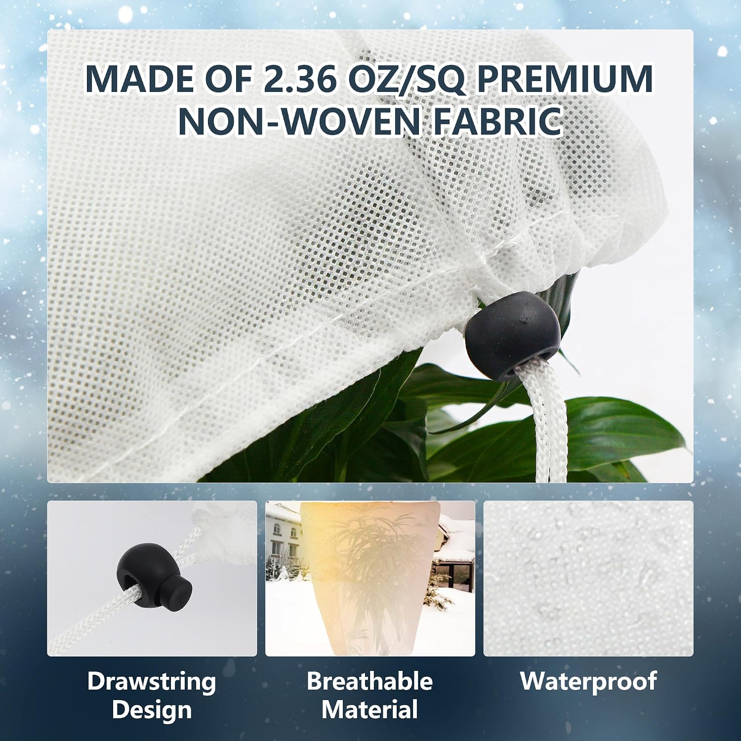 8 Pack Plant Covers Freeze Protection for Winter, 47.2"×31.5" Frost Cloths for Outdoor Plants Cold Weather Blankets
