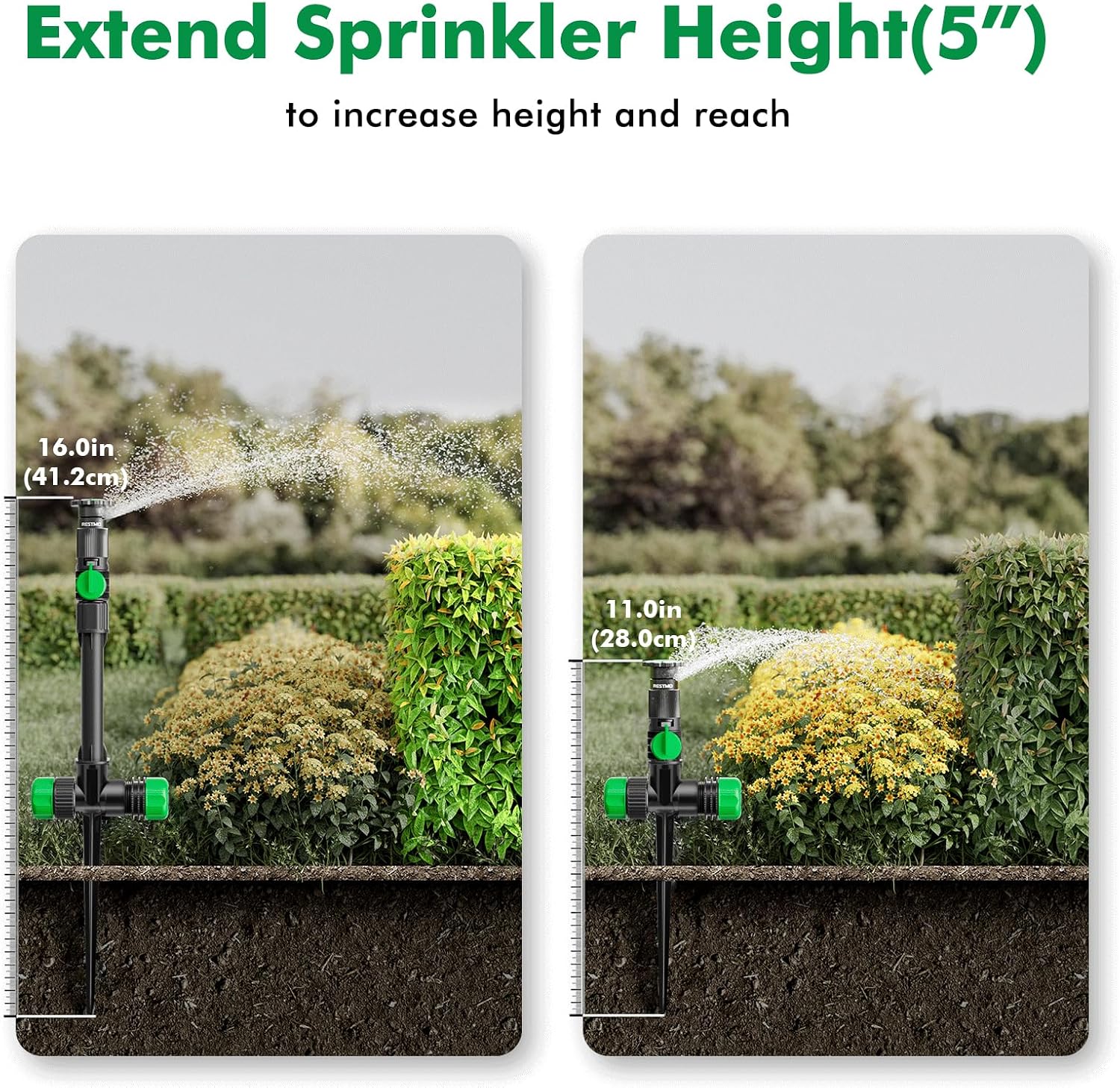RESTMO Sprinklers for Yard, Above Ground Irrigation Garden Sprinkler System | Adjustable Spray Range, DIY Above Ground