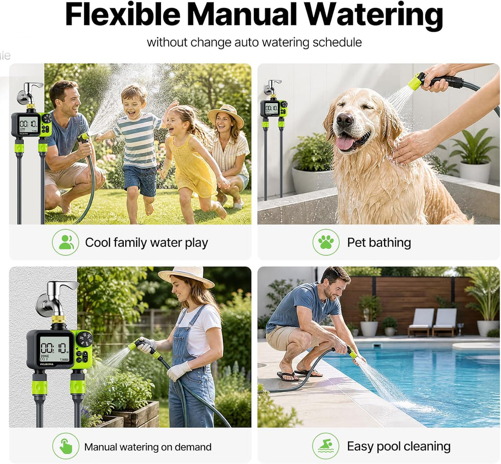 Sprinkler Timer- Hose Timer for Garden Hose, Brass Inlet Programmable Watering Timer, Rain Delay Outdoor Soaker Auto&