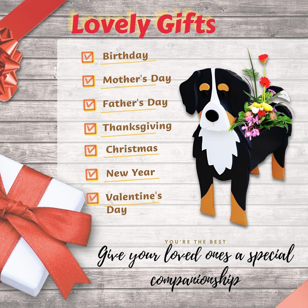 Bernese Mountain Dog Planter Pots, Animal Shaped Flower Pot | Large Cute Plant Gift for Women and Pet Lovers, Indoor