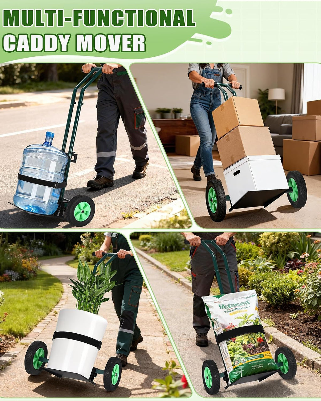 Plant Caddy with Wheels, 260LBS Capacity Rolling Plant Dolly Pot Mover | Heavy Duty Garden Cart for Seniors, Adjustable