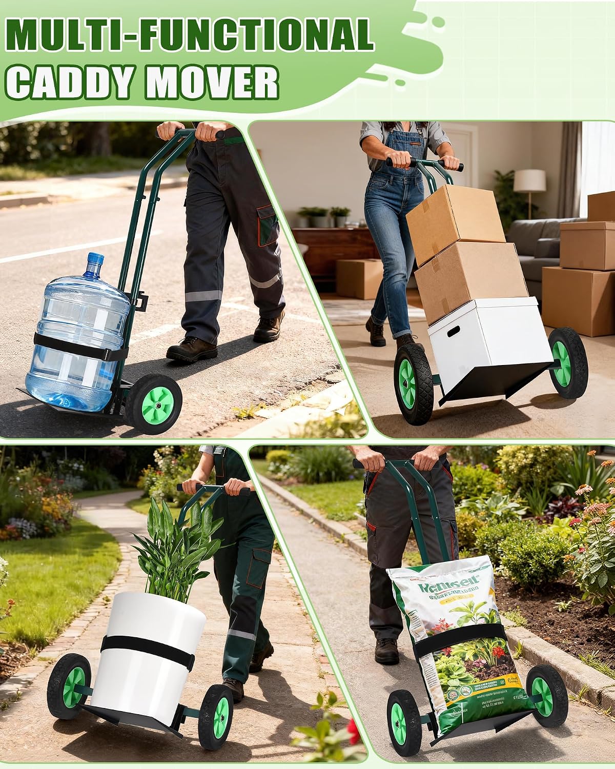 Plant Caddy with Wheels, 260LBS Capacity Rolling Plant Dolly Pot Mover | Heavy Duty Garden Cart for Seniors, Adjustable