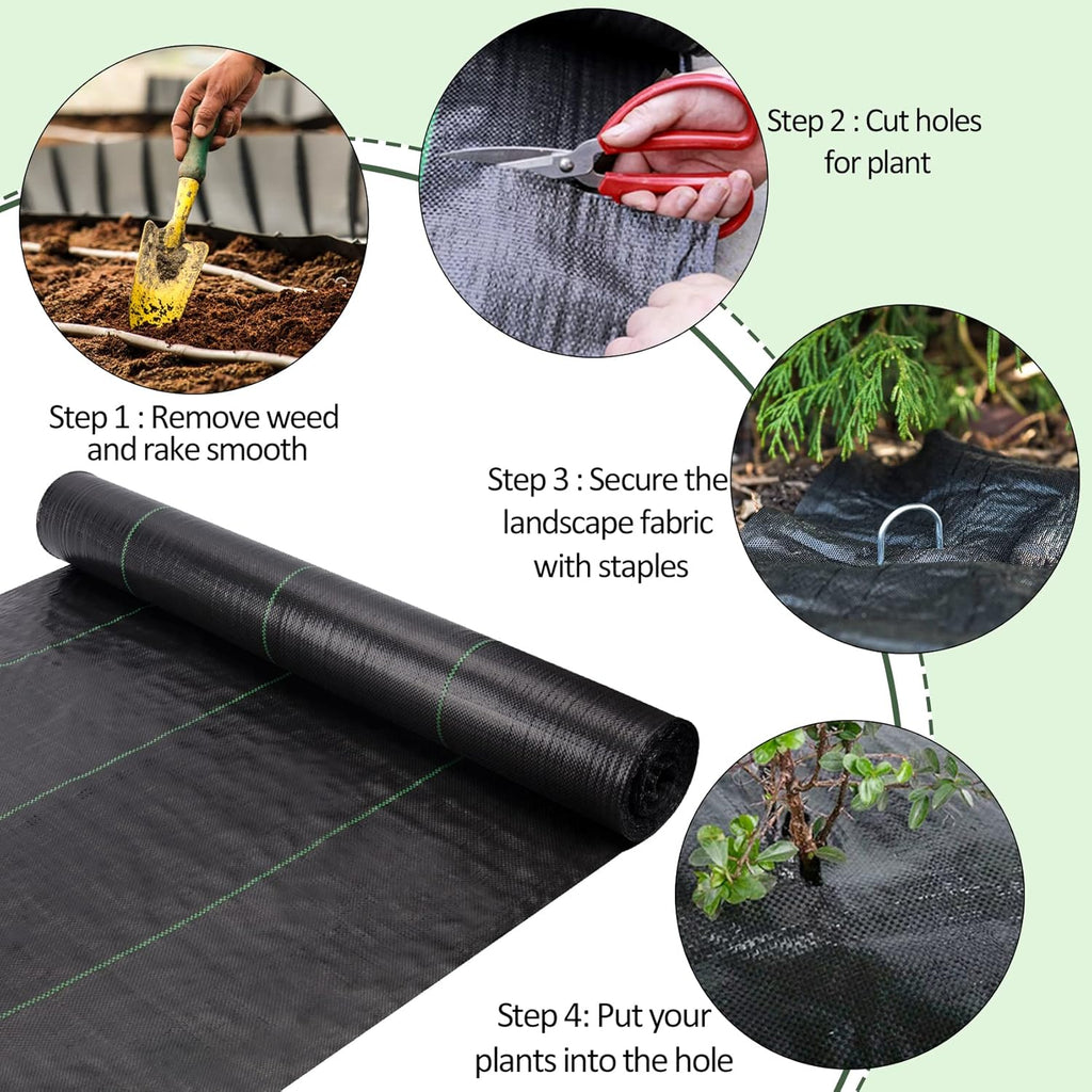 4ft x 100ft Weed Barrier Landscape Fabric Heavy Duty Premium Weed Control Fabric Durable & Eco-Friendly Weed Block