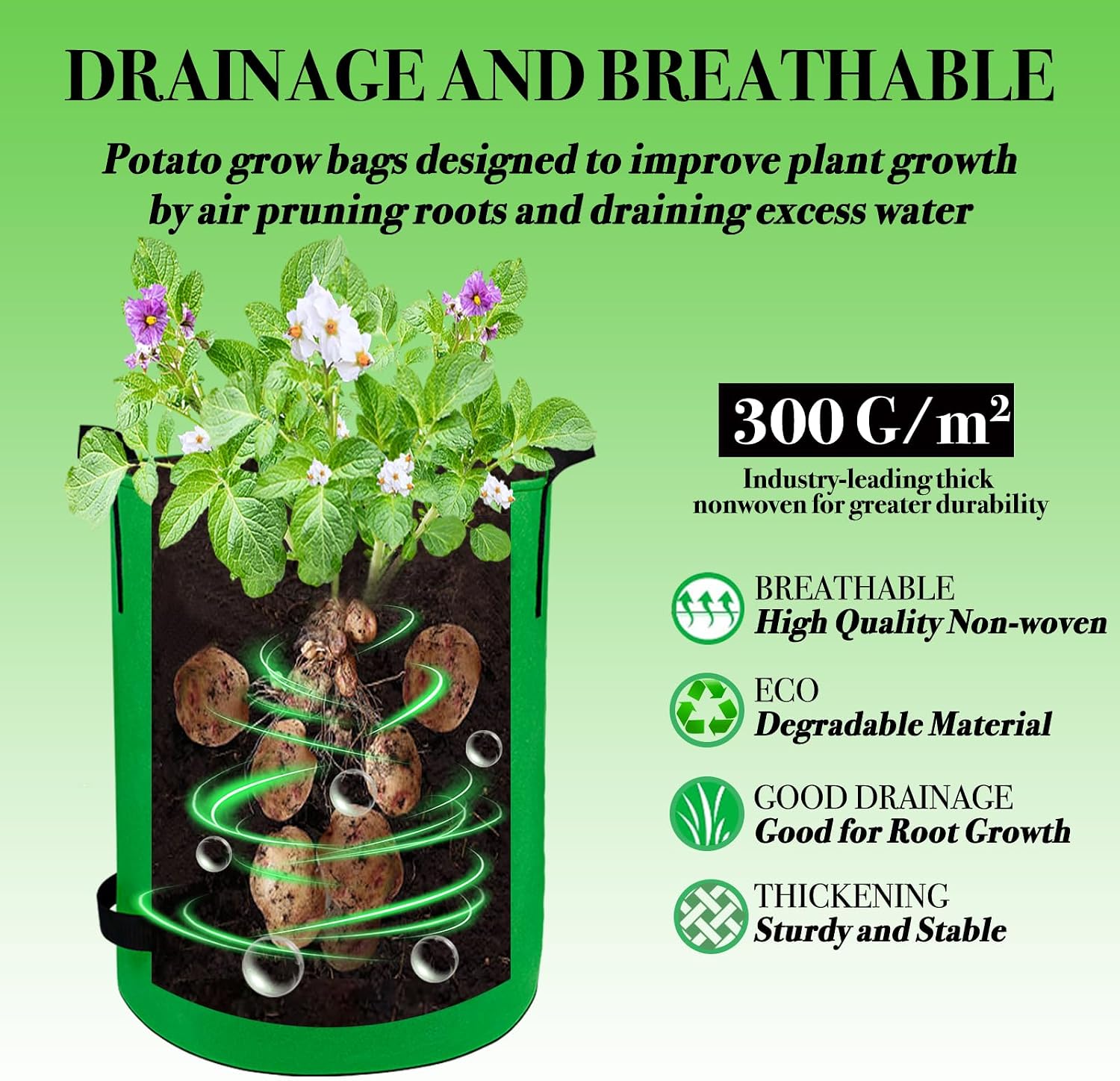 15Gal Colorful Potato Grow Bags, Potato Bags for Growing Potatoes
