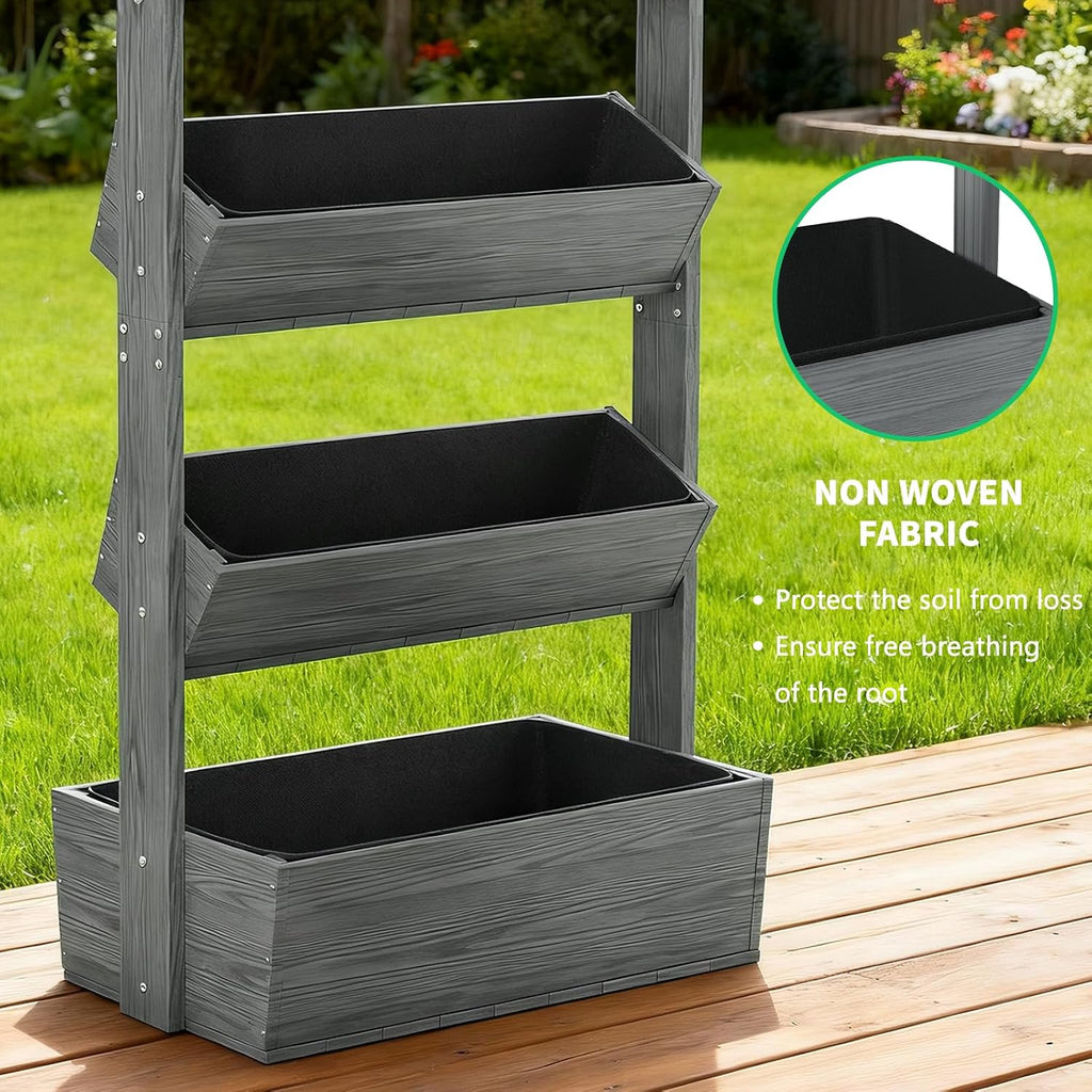 Vertical Raised Garden Bed, 5 Tier Freestanding Garden Planters | Wooden Plant Stand Flower Rack with Planter Box for