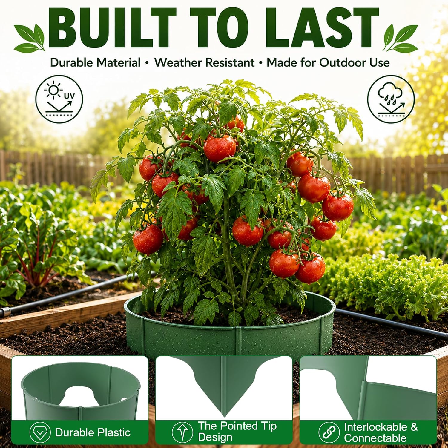 Planting Grow Rings, 60 Pcs Garden Border Segments for 8/10/12 Inch Plant Rings, Water Retention Root Watering