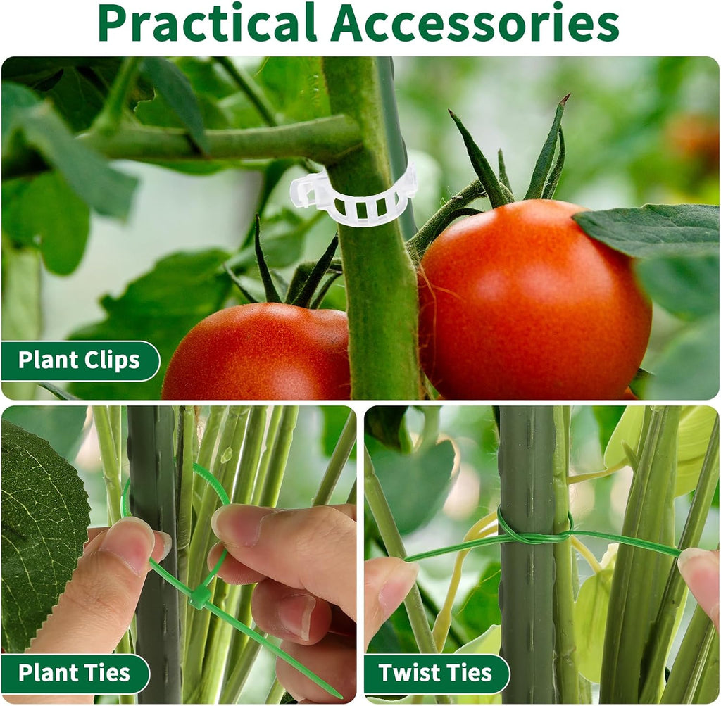 ROADPLUM 3 Pack 48" Round Tomato Cages for Garden, Plastic Coated Steel Pipe Heavy Duty Adjustable Tomato Stakes