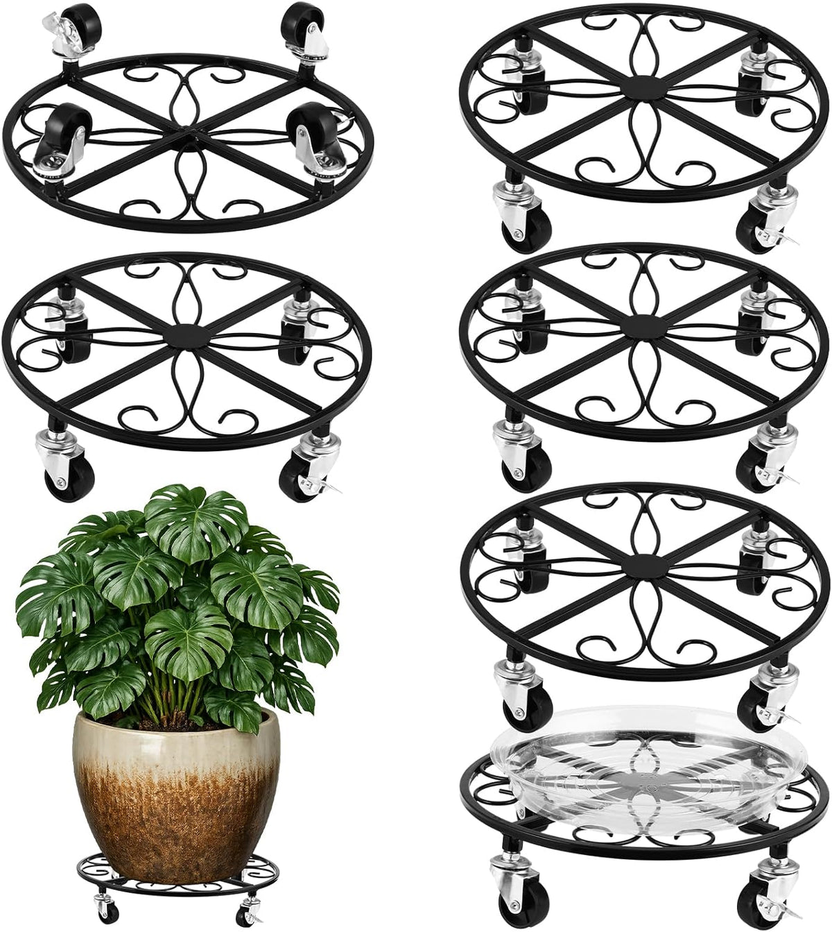 14" Metal Plant Stand Indoor Outdoor, 2 Pack, Heavy Duty Pot Risers