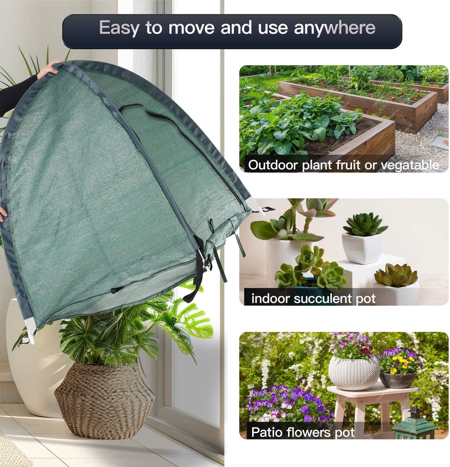2pack Pop up Plant Sunshade Cloth,Plant Sun Shade Net for Flower UV Resistant Pest Guard Cover for Outdoor Gardens