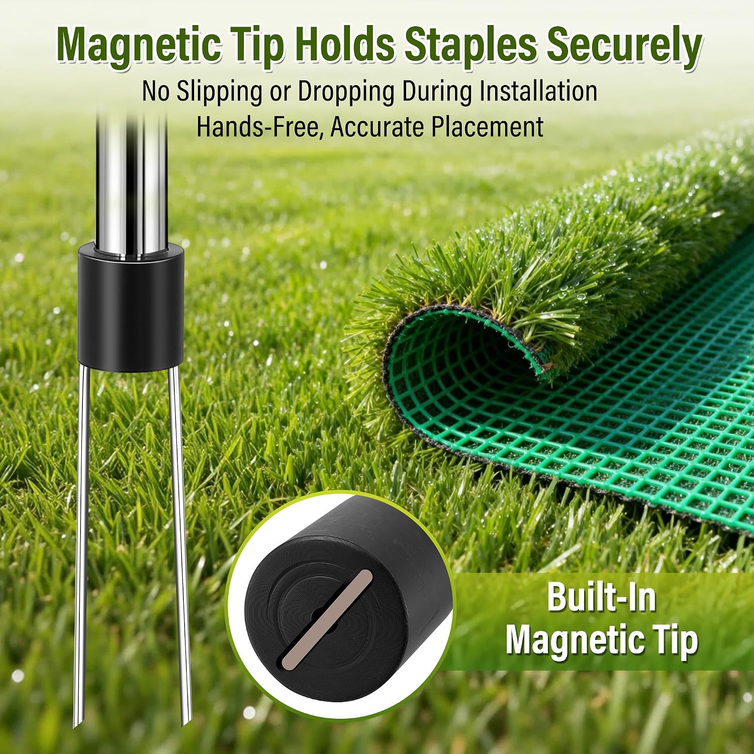 Enhon 46 Inch Landscape Staples Driver Kit with 6" 50 Pcs 11 Gauge Staples & Magnetic Tip for Landscape Fabric, Weed