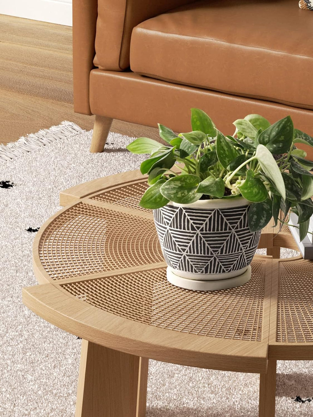 LE TAUCI 5.5 Inch Boho Plant Pots Indoor, Artisanal Cement Pots for Plants, Succulent Pots with Drainage Holes and