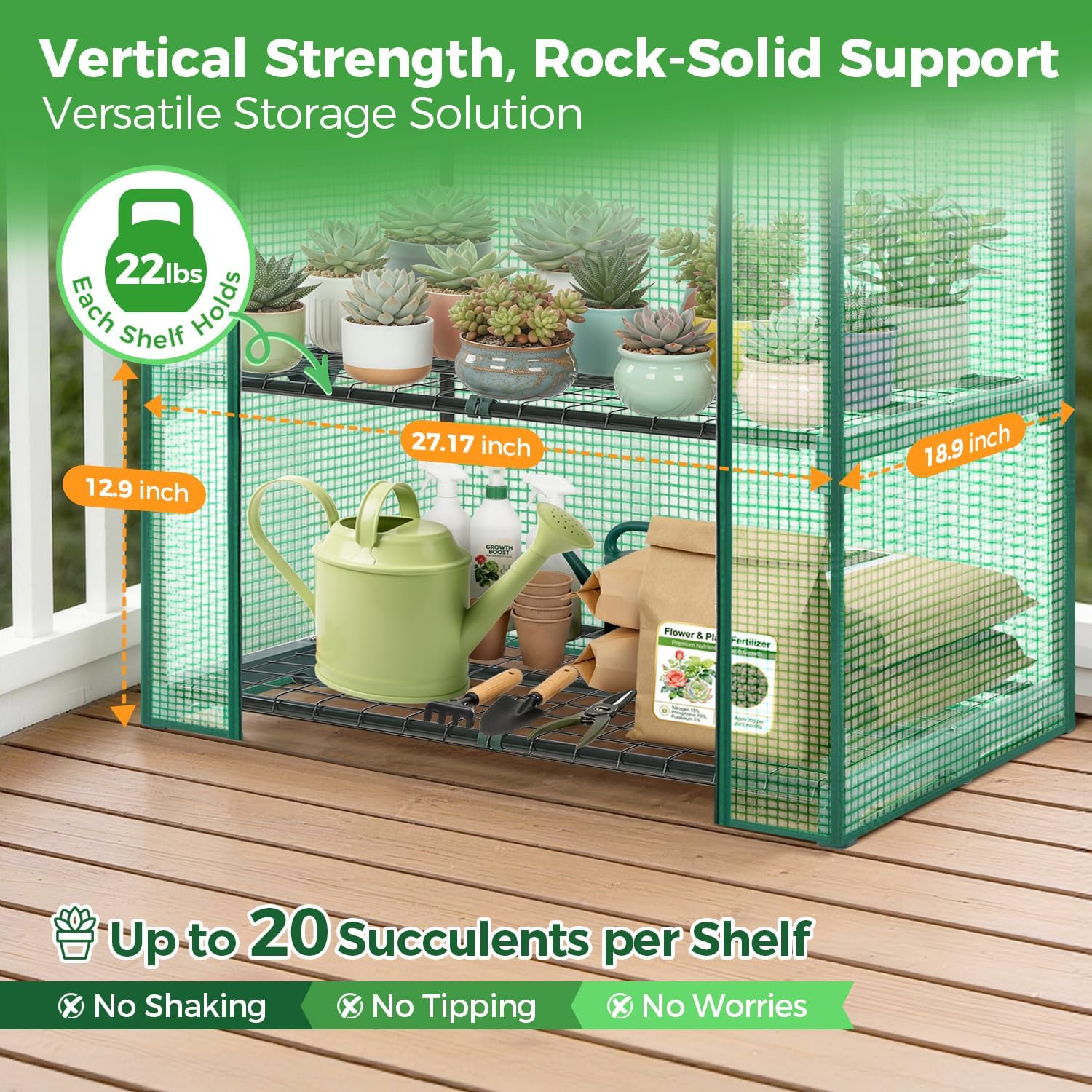 Ohuhu Mini Greenhouse for Indoor Outdoor, 27 x 19 x 62-Inch Small Plant Green House 4-Tier Rack Stand Portable