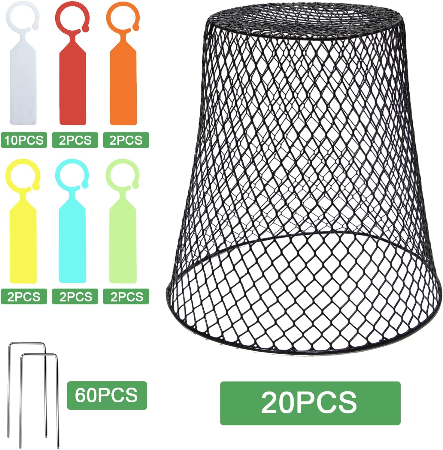 20 Pcs 9"×9" (Multiple Sizes/Quantities Available) Chicken Wire Plant Protectors from Animals, Plant Cage Garden Cloche