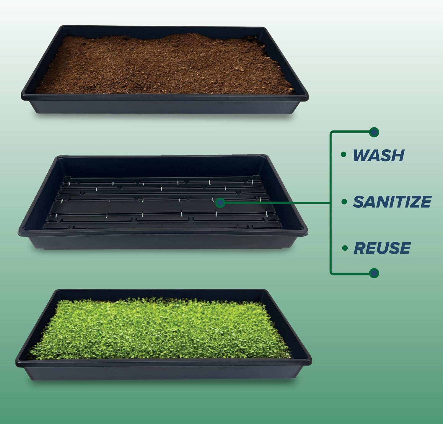 10 Plant Growing Trays (WITH Drain Holes) - 20" x 10" - Perfect Garden Seed Starter Grow Trays: For Seedlings, Indoor