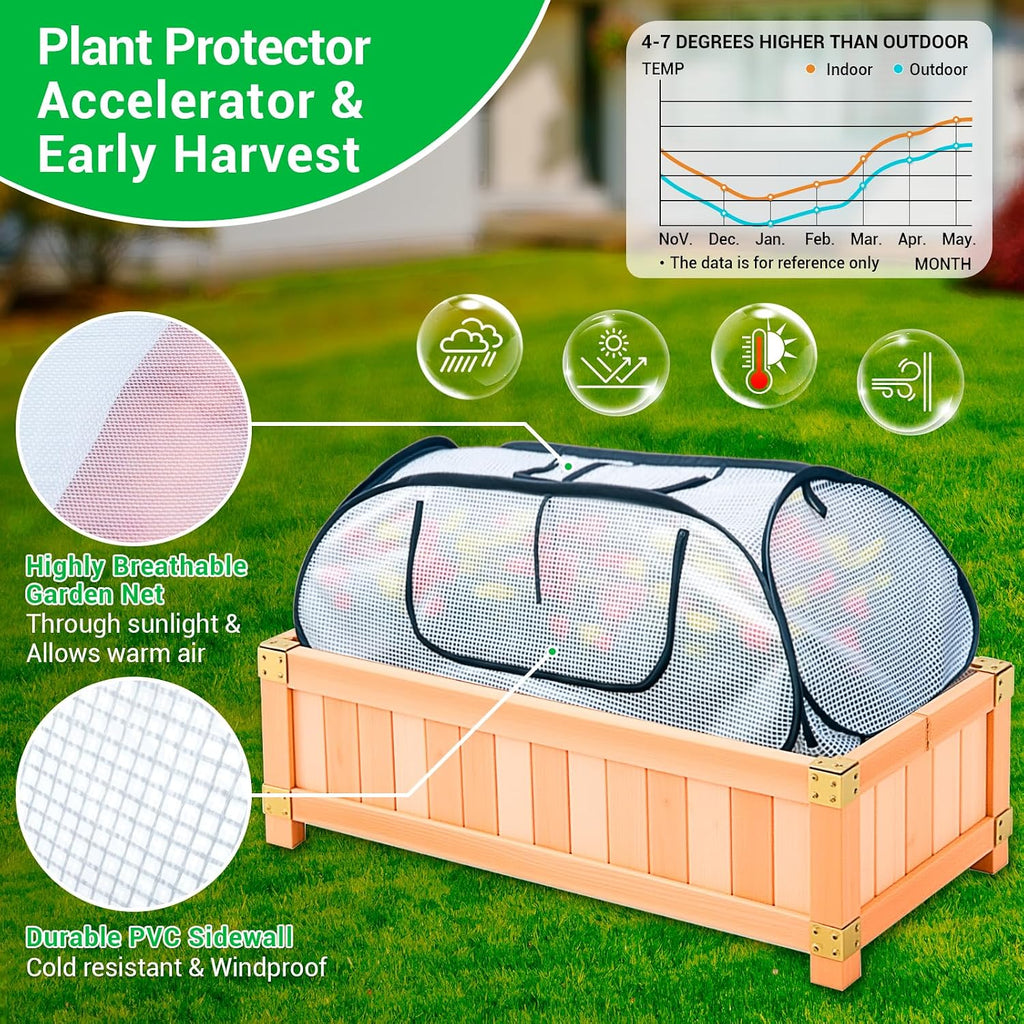 Garden Covers for Raised Beds, Pop Up Raised Garden Bed Cover, Garden Row Plants Cover Accelerator, Greenhouse Cover