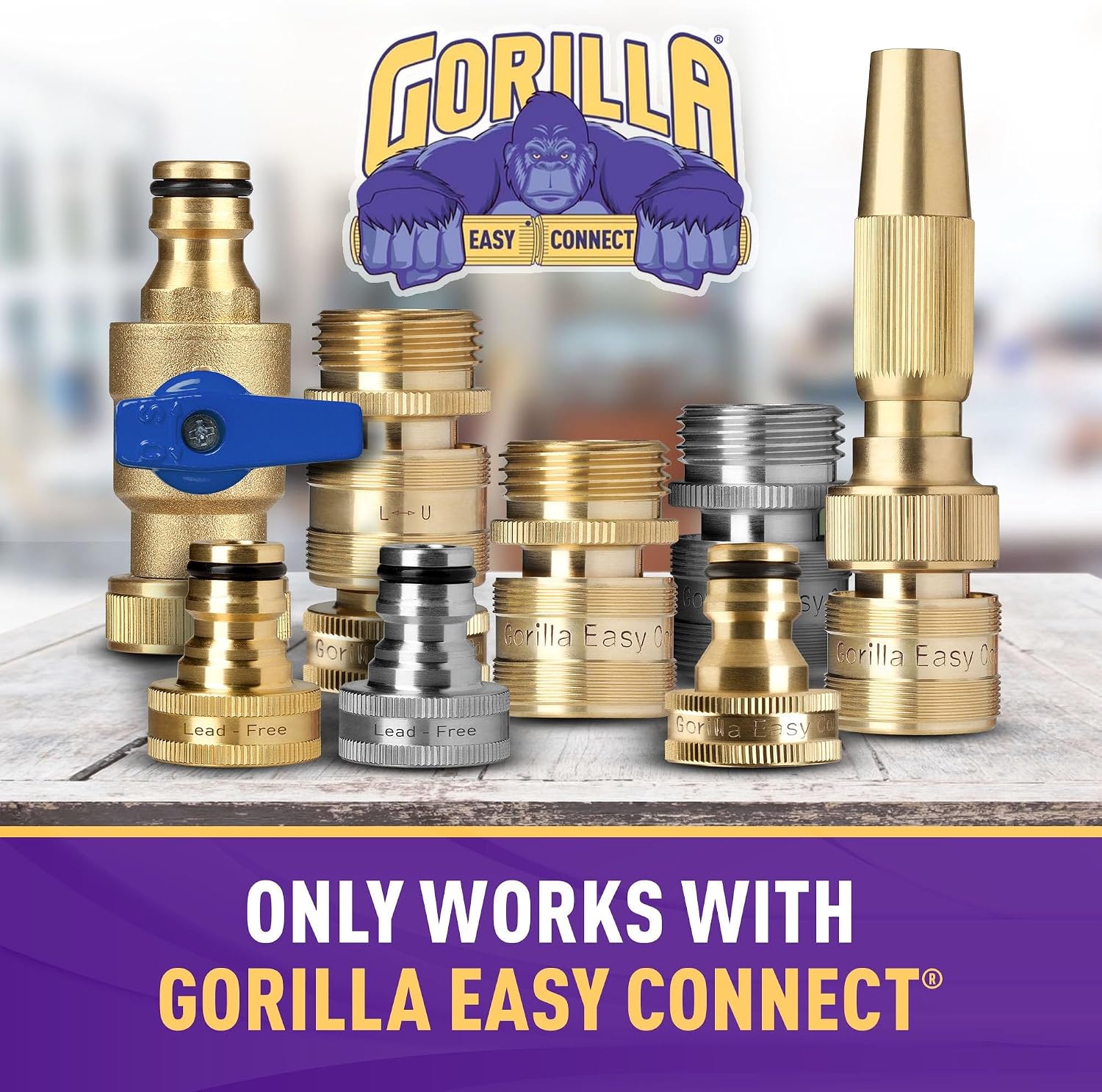 Low Lead Locking Garden Hose Quick Connect Fittings ¾ Inch GHT Solid Brass Leak Proof to 200 PSI Heavy Duty