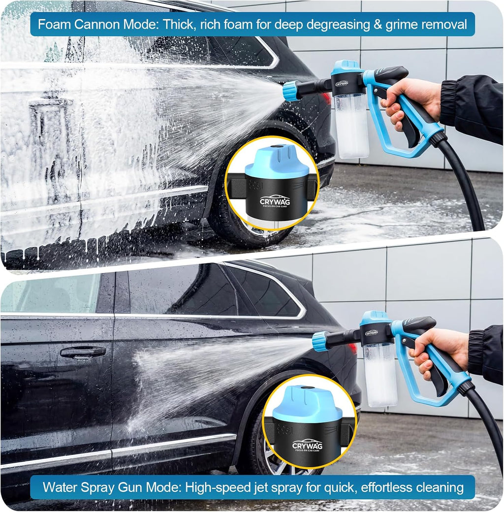 Car Wash Foam Gun for Garden Hose, with Microfiber Wash Mitt, Foam Sprayer | 3 spray modes & 50% higher water Pressure