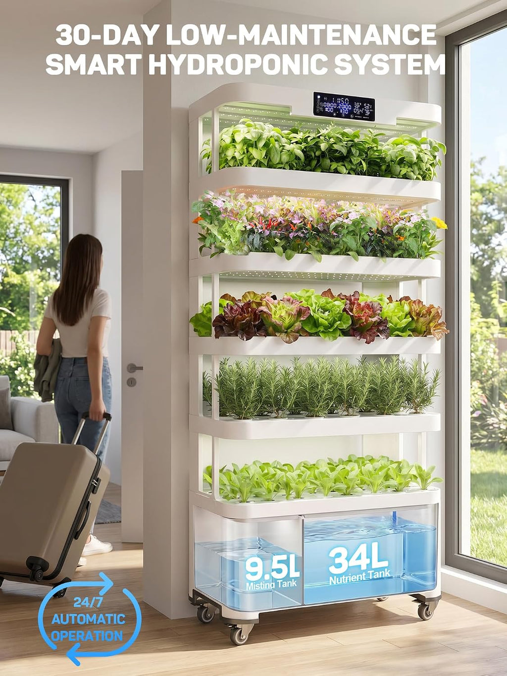Large Hydroponics Growing System, 148-Pod Vertica Hydroponic Tower Garden | Smart Climate Control, Full-Spectrum Grow