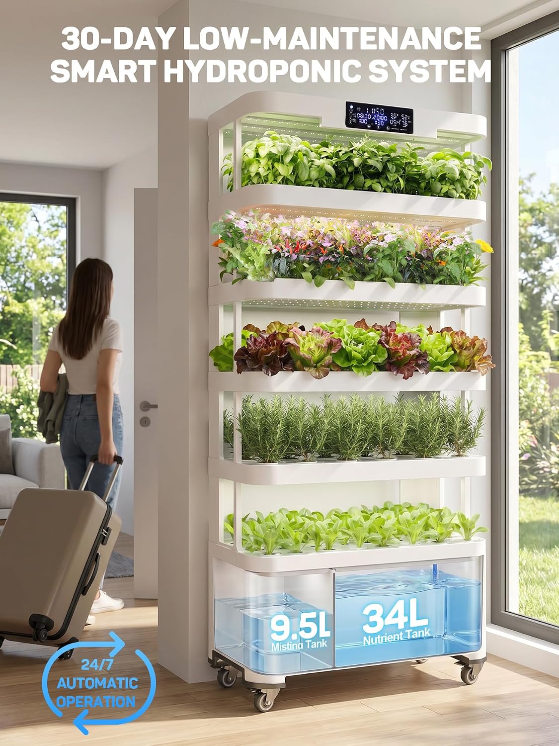Large Hydroponics Growing System, 148-Pod Vertica Hydroponic Tower Garden | Smart Climate Control, Full-Spectrum Grow