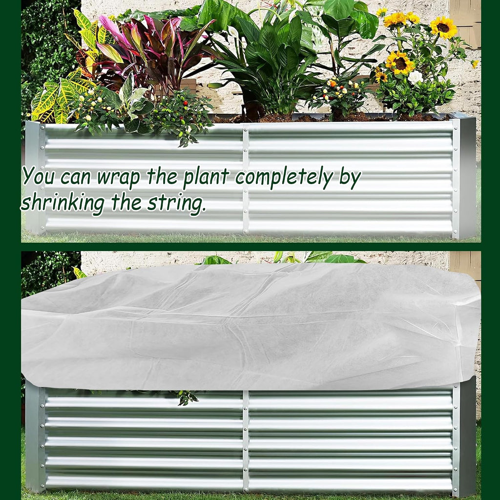 Rectangular Plant Cover Frost Big Size for 8×4×2FT Non Woven Fabric Garden Bed Cover with Zip Drawstring for Winter