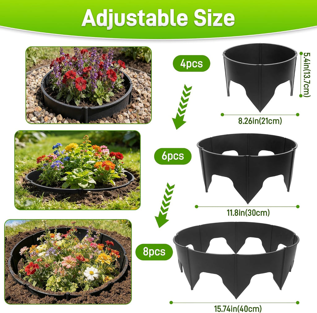 Anothera 24 Pieces Black Planting Grow Rings Diameter Range 8.2-15.7 Inches | Interlocking Garden Plant Rings with
