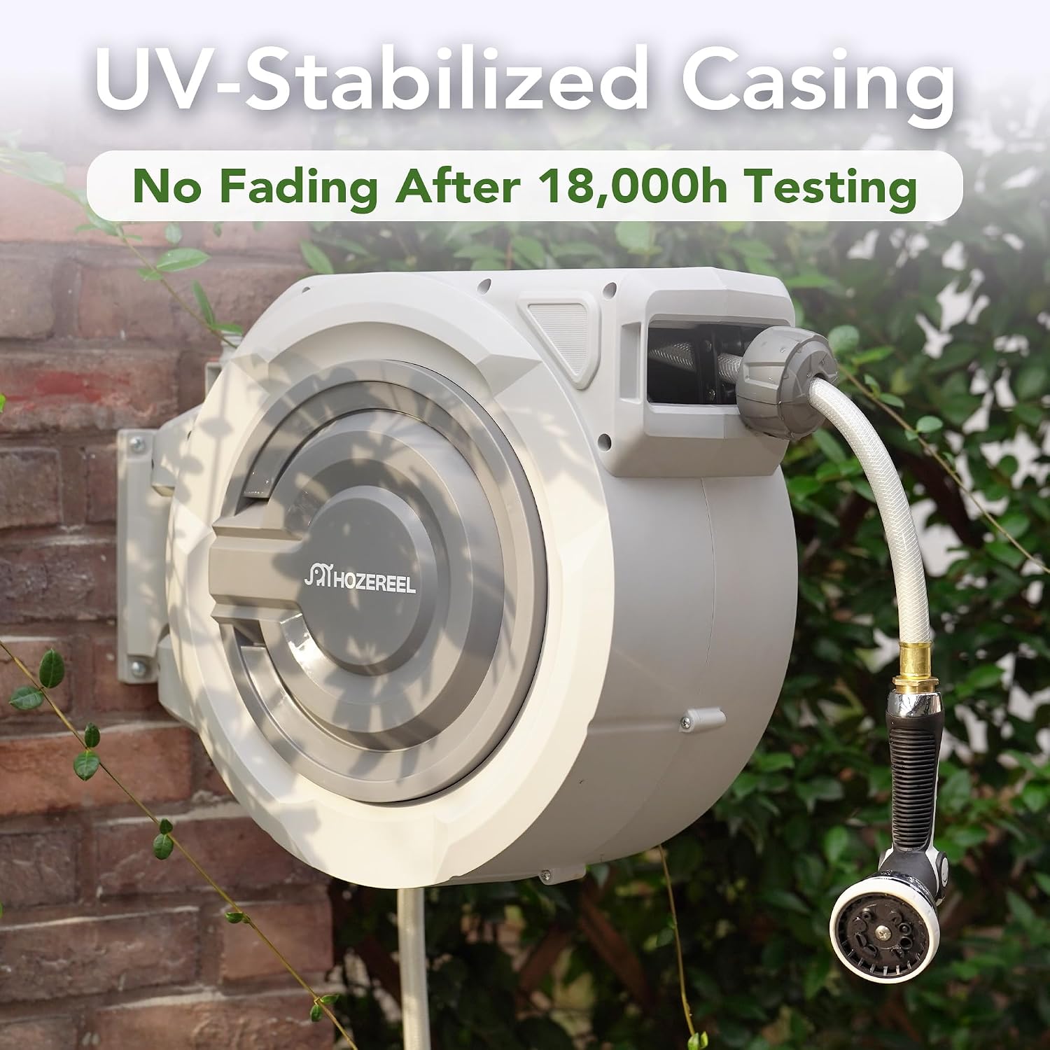 Retractable Garden Hose Reel 1/2" x 110ft | UV Resistant Automatic Slow Self Retract Hose Reel, 180°Swivel Wall Mount