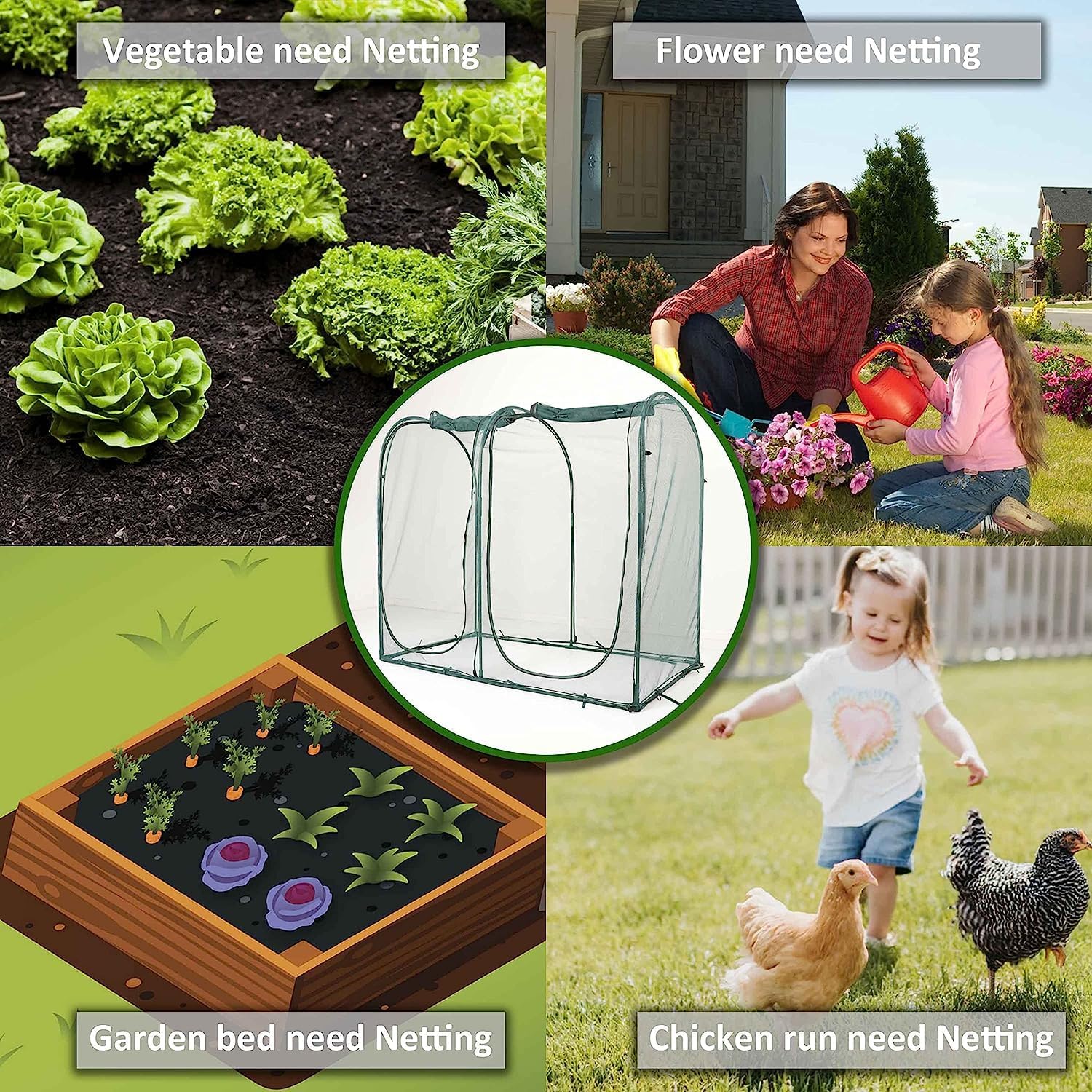 Poray Large Tunnel 8.2'x4' Plant Netting Cover, 6FT Tall Crop Cage Tomato Netting,Pest Guard Cover for Vegetables