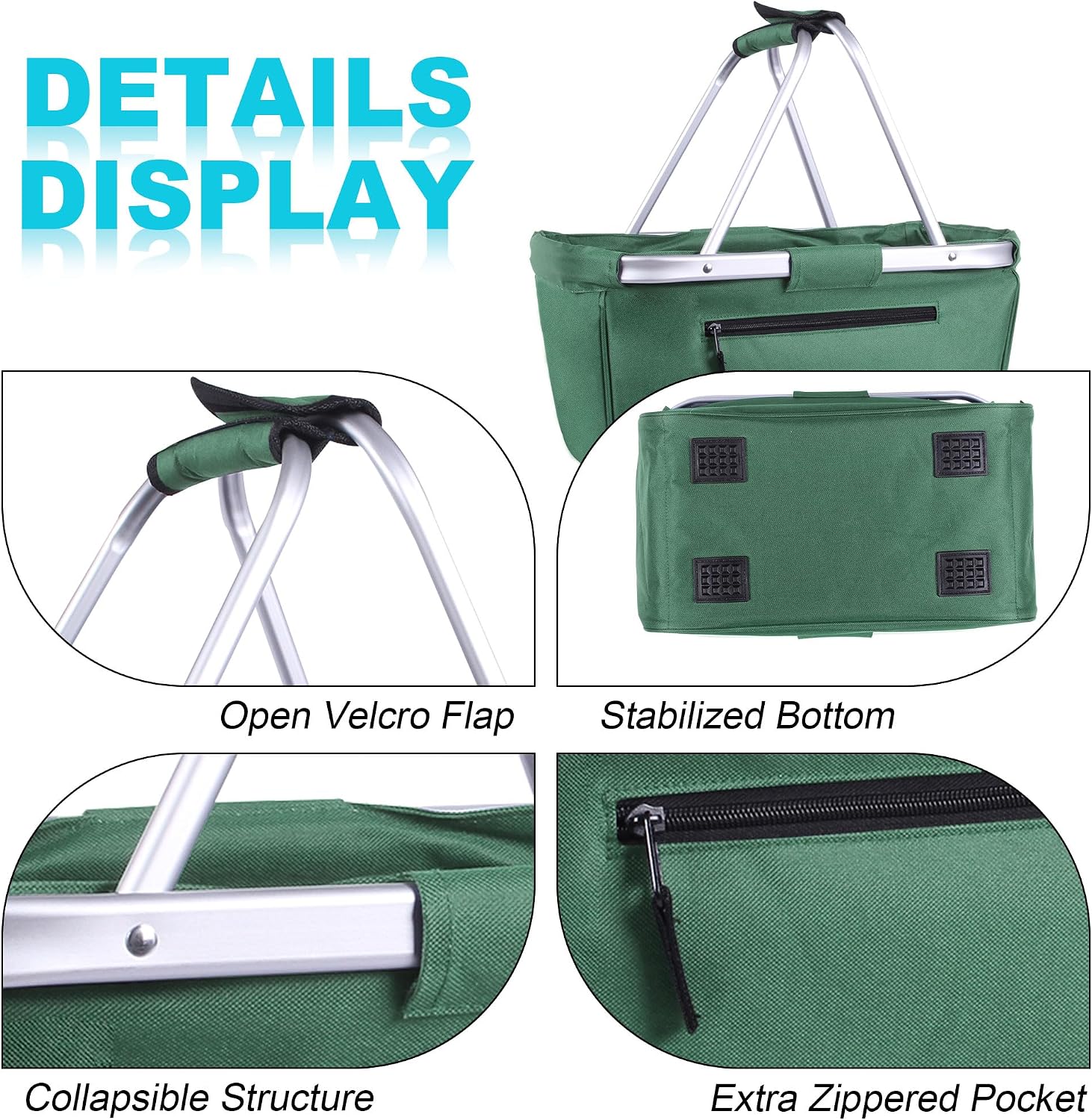 Picnic Basket, SIYUAN 24L Collapsible Market Basket with Two Handles Portable Canvas Grocery Basket Reusable Christmas