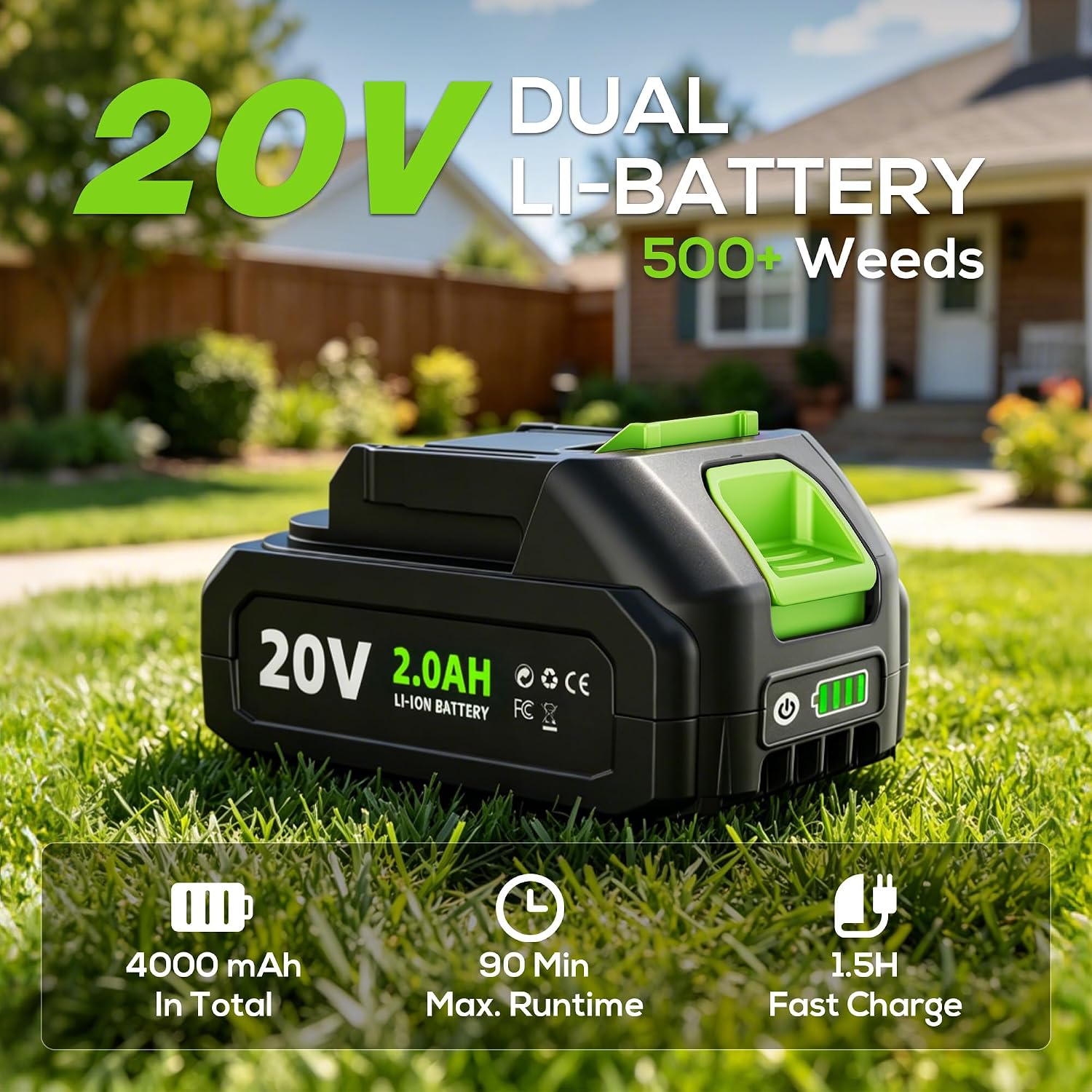 LITEKON Electric Cordless Weed Puller Tool, 20V Battery Powered Stand Up Weeder with 2.0Ah Battery & Fast Charger