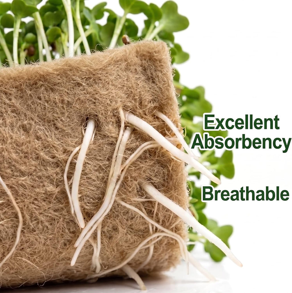 10IN x 20FT Hemp & Jute Microgreen Growing Mat Roll with Spray Bottle | Plant-Fiber Hydroponic Seed Sprouting Pad for